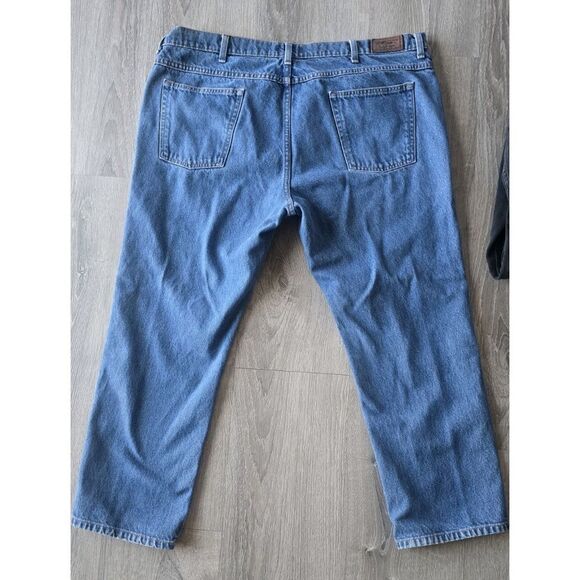 2- LL Bean Mens Jeans 42x28 Medium Wash Blue/ Black - See Current Measurements - Picture 7 of 10